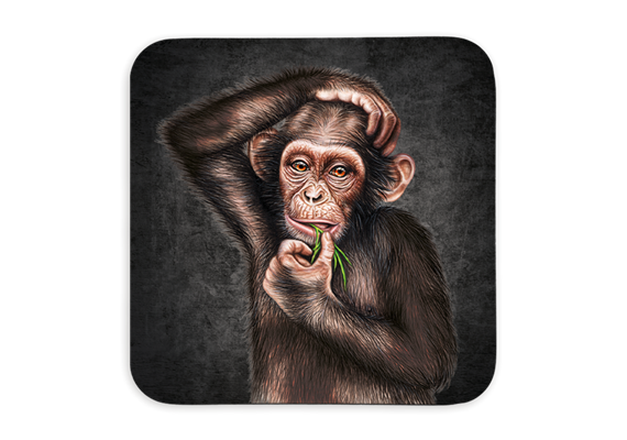 Untersetzer Black Edition, Affe, 9x9cm
