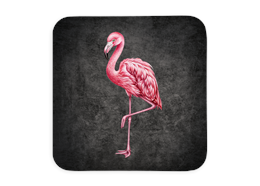 Untersetzer Black Edition, Flamingo, 9x9cm