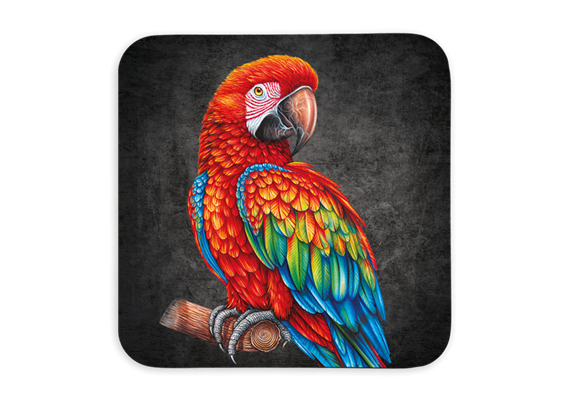 Untersetzer Black Edition, Papagei, 9x9cm