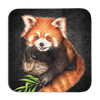 Untersetzer Black Edition, Roter Panda, 9x9cm