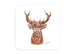 Untersetzer Blumenhirsch, 10 x10cm