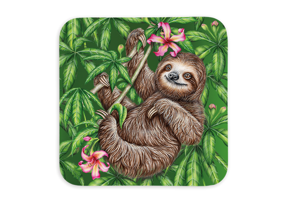 Untersetzer Wild Faultier, 9x9cm