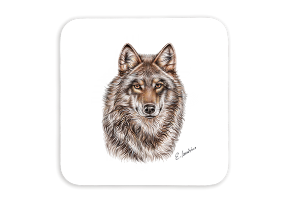 Untersetzer Wolf, 9 x 9cm