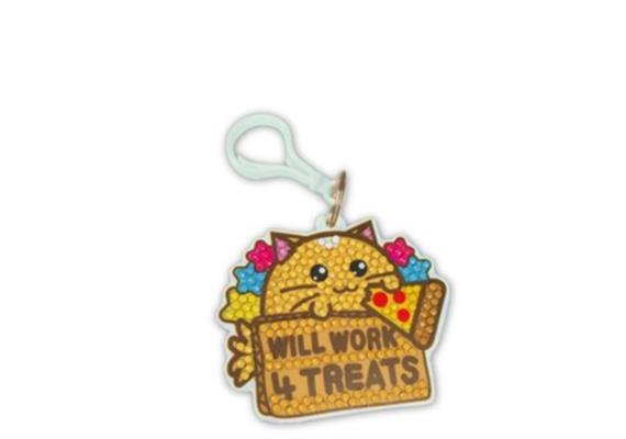 Will Work 4 Treats, Crystal Art Rucksack Anhänger