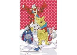 Winter Winnie the Pooh, 10x15cm Crystal Art Card